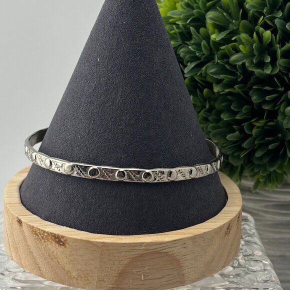 925 Silver Solid Bangle "Dot" Bracelet - Picture 2 of 5